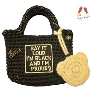 The "Necessity" Crochet Clutch Bag/Ultra Black, W/Earbud pouch, HandmadeByMe,